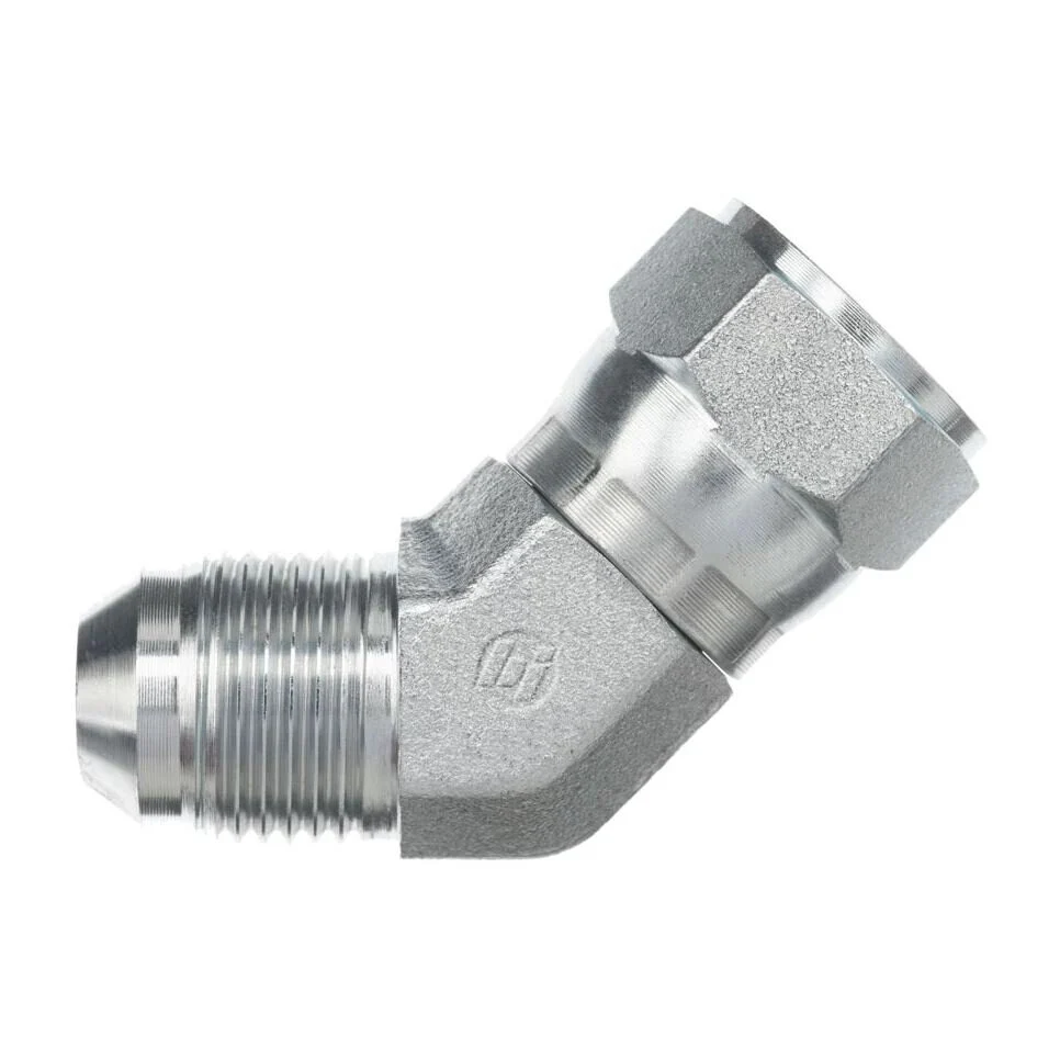 6502-24-24-SS by Brennan Inc. | -24 Male JIC x -24 Female JIC Swivel | 45° Elbow | Stainless Steel