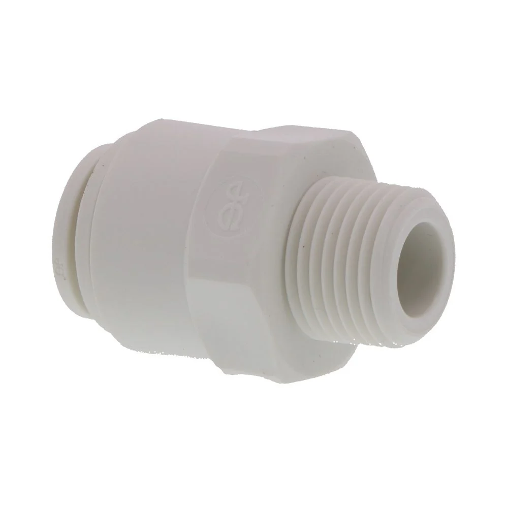 John Guest Male Connector NPTF Polypro - 1/2 x 3/8 NPTF — Box of 150
