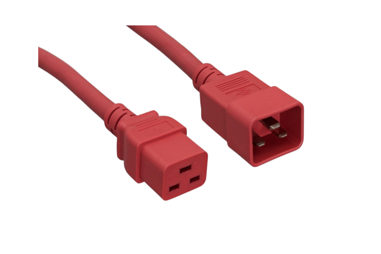 AC Power Cord, C20 to C19, 12 AWG, 7ft, Red