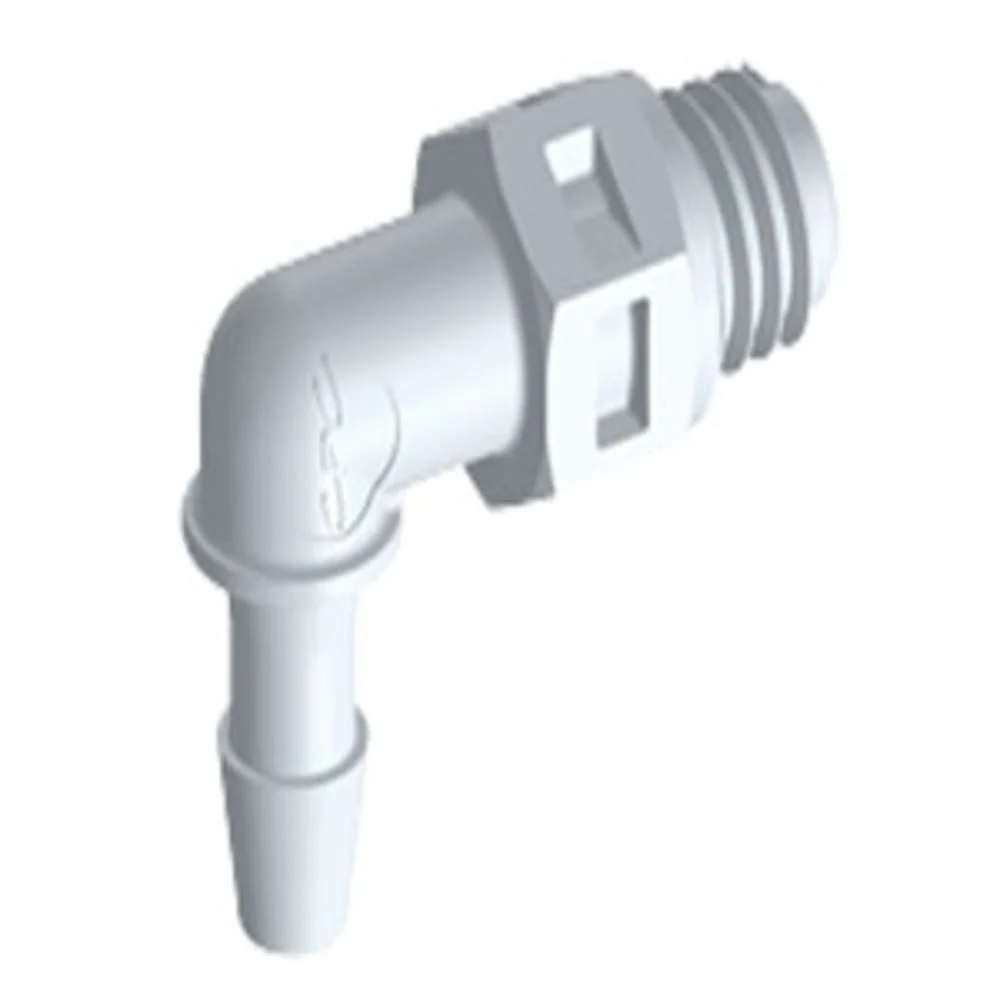 ME370 Elbow Fitting Natural PVDF Tapered 10-32 x 3/32 HB — Pack of 1000
