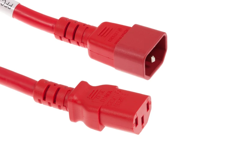 AC Power Cord, C13 to C14, 14 AWG, 3ft, Red