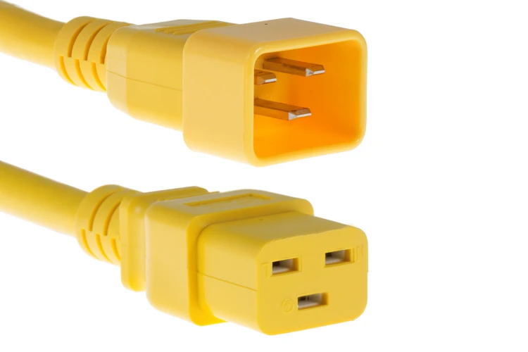 AC power cord, C20 to C19, 12 AWG, 2ft, Yellow