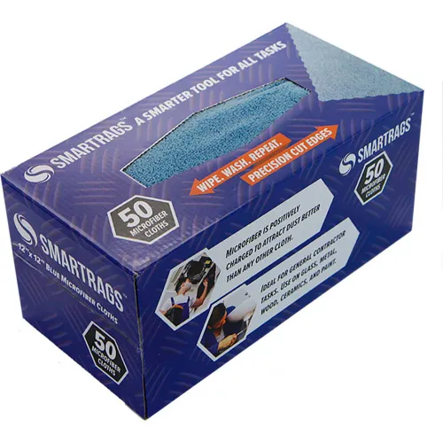 SmartRags™ Microfiber Cleaning Cloths, 12" x 12", Blue, 50 Rags/Box, 8 Boxes/Case - M950B