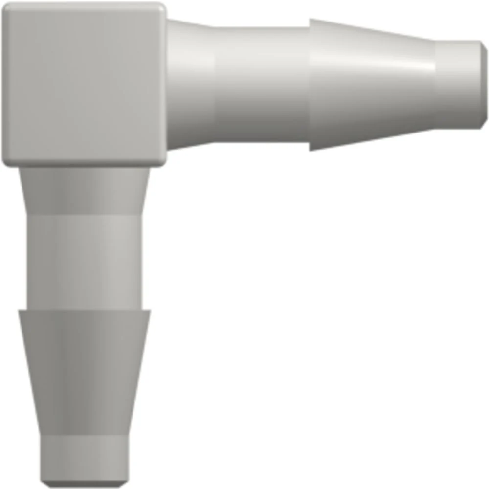 LinkTech Elbow Tube Fitting with Classic Series Barbs, 3/16" (4.8 mm) ID Tubing, White Nylon — Bag of 1000