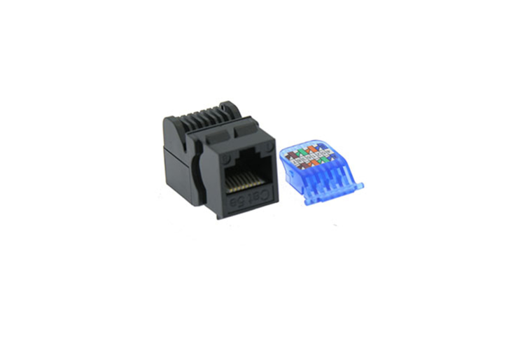 Cat5e Tool Less RJ45 Keystone Jack, Black
