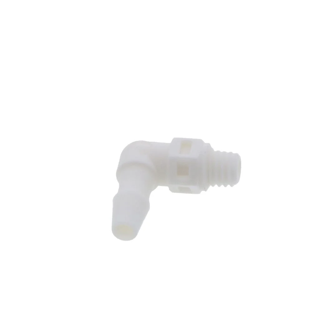 ME430 Elbow Fitting White Nylon Tapered 10-32 X 1/8 HB — Bag of 100