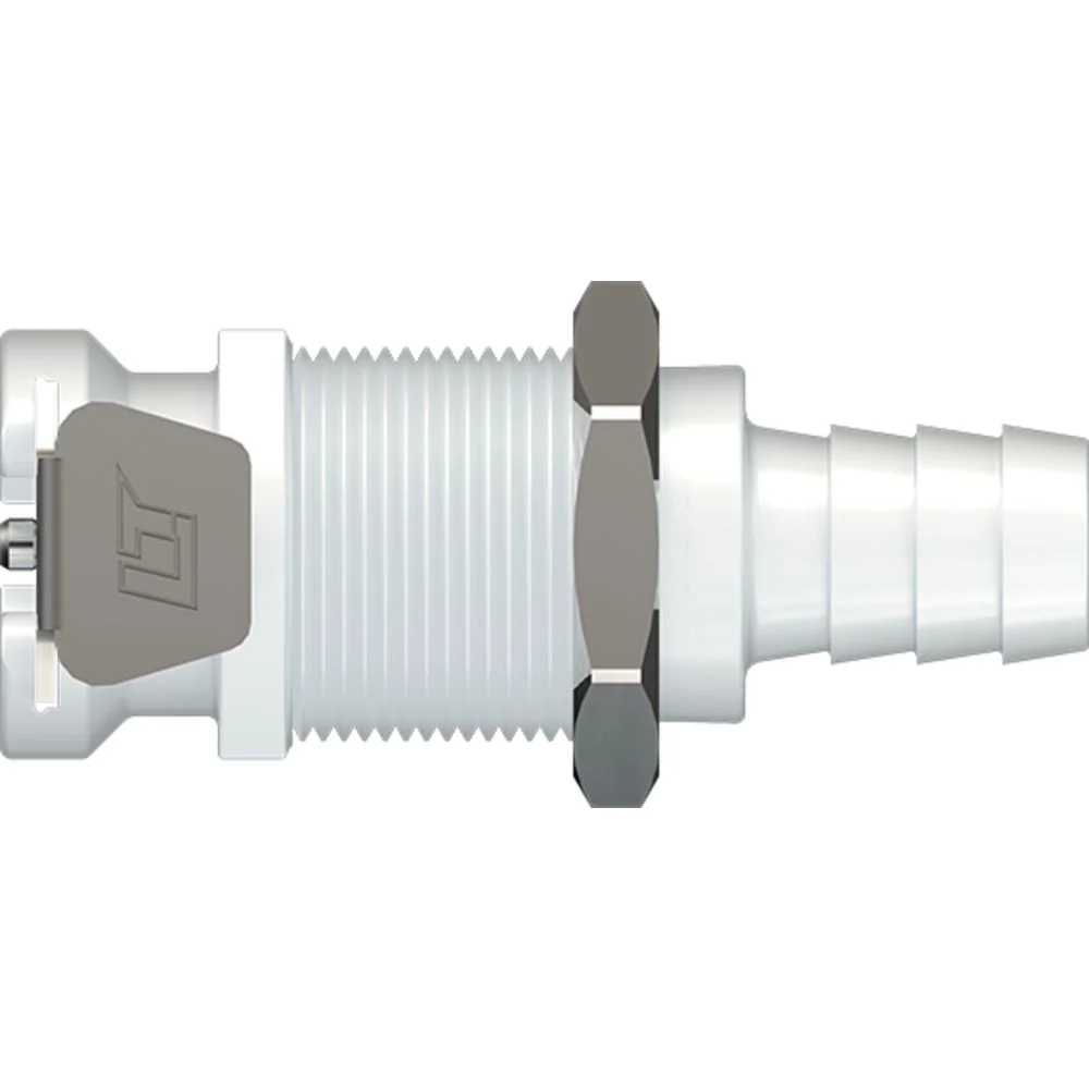 LinkTech 40AC Series Panel Mt. Female, Valved, 3/8" HB, Natural Acetal, Buna N — Single