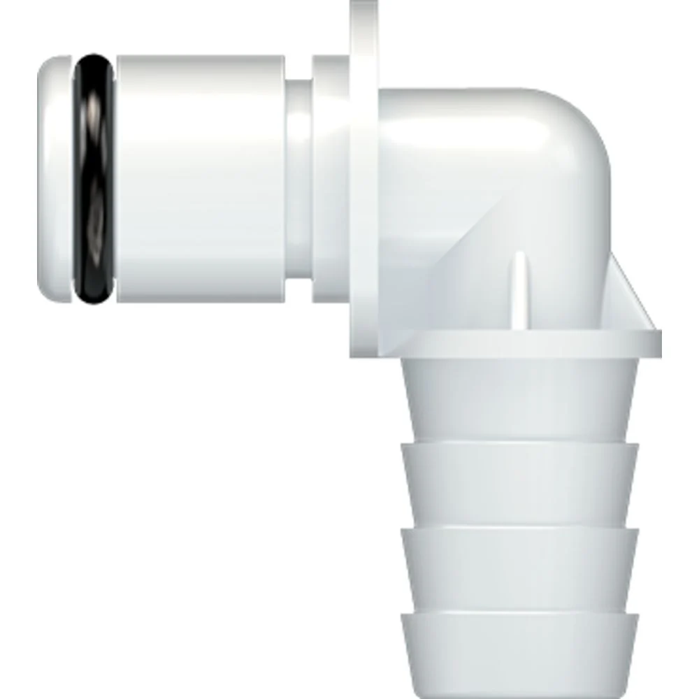 LinkTech 40AC Series Elbow Male, Non-valved, 3/8" HB, Natural Acetal, Buna N — Bag of 100
