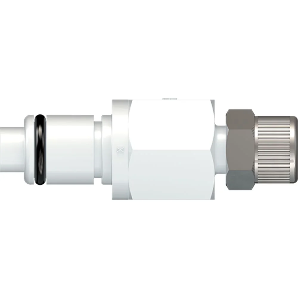 LinkTech 40AC Series Straight Male, Valved, 1/4" PTF, Natural Acetal, Buna N — Bag of 100
