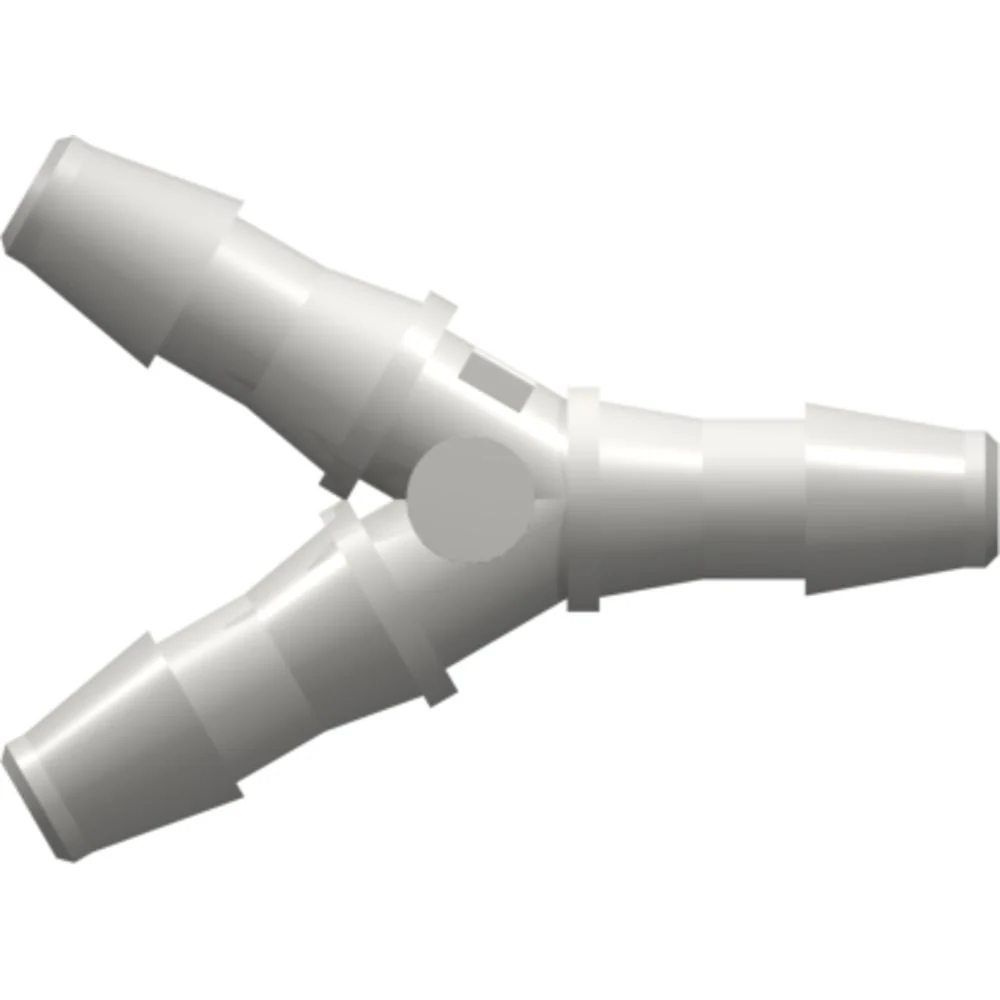 LinkTech Y Tube Fitting with 400 Series Barbs, 3/16" (4.8 mm) ID Tubing, White Nylon — Single