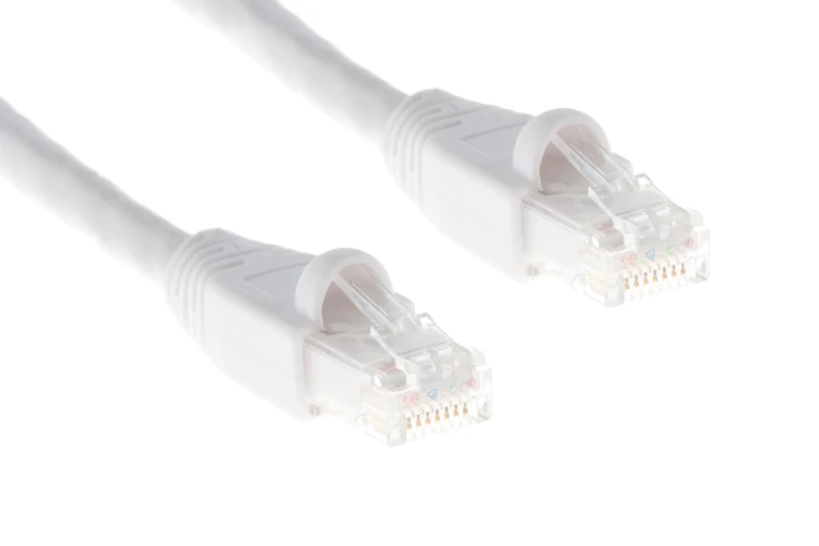 Cat6A Ethernet Patch Cable, Half-moon Boot, UTP, 4 ft, White