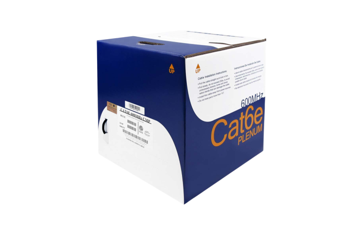 Cat6 Bulk Ethernet Cable, Unshielded, Solid, CMP, Pull Box, 1000 ft, 600 Mhz, Black