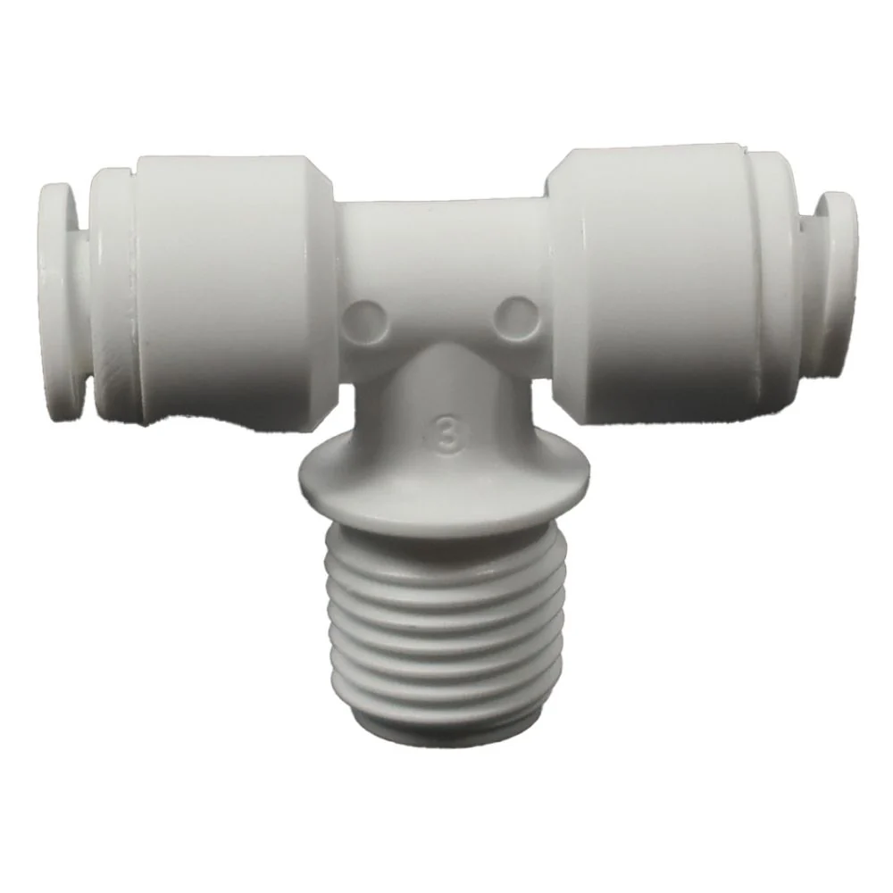 Male Branch Tee Acetal 1/4 qc x 1/4 qc x 1/4 MNPT Branch — Box of 300