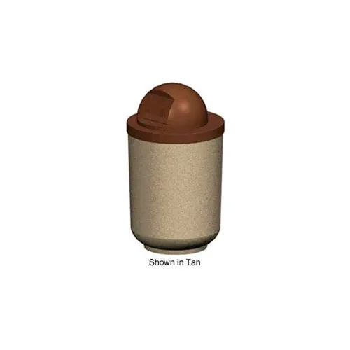 Petersen Round 36 Gallon Concrete Trash Receptacle with Round Dome Plastic Lid - Gray - TCR-MD
