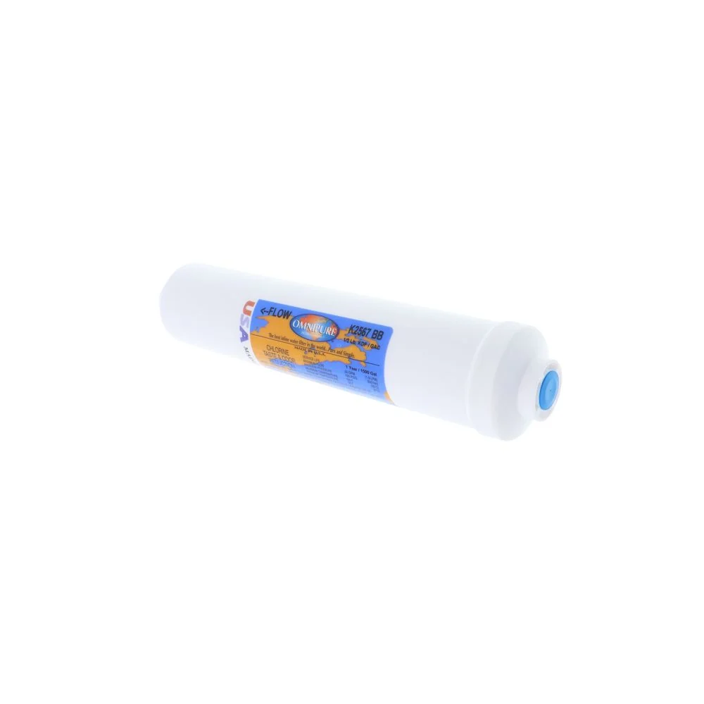 Omnipure Inline K2567-BB GAC + 0.5lb KDF 55 - 10" x 2" Filter - 1/4" FPT — 100-Pack