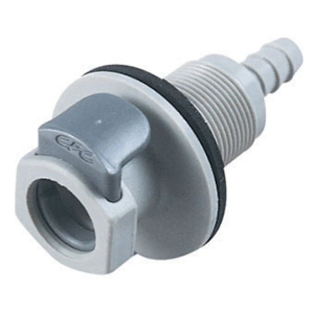 EFCD16412 Valved Panel Mount Hose Barb Coupling Body 1/4 ID Barb — Bag of 25