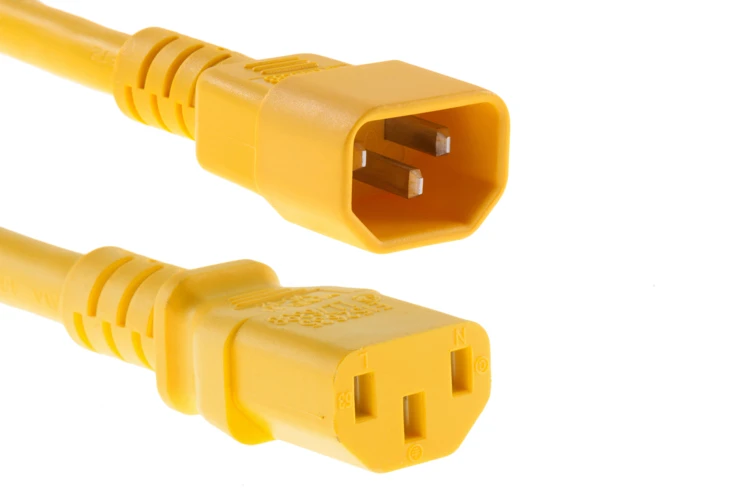 AC Power Cord, C13 to C14, 18 AWG, 2ft, Yellow