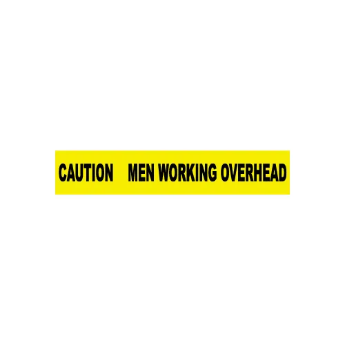 NMC 3"W x 1000'L Yellow Barricade Tape, "Caution Men Working Overhead"