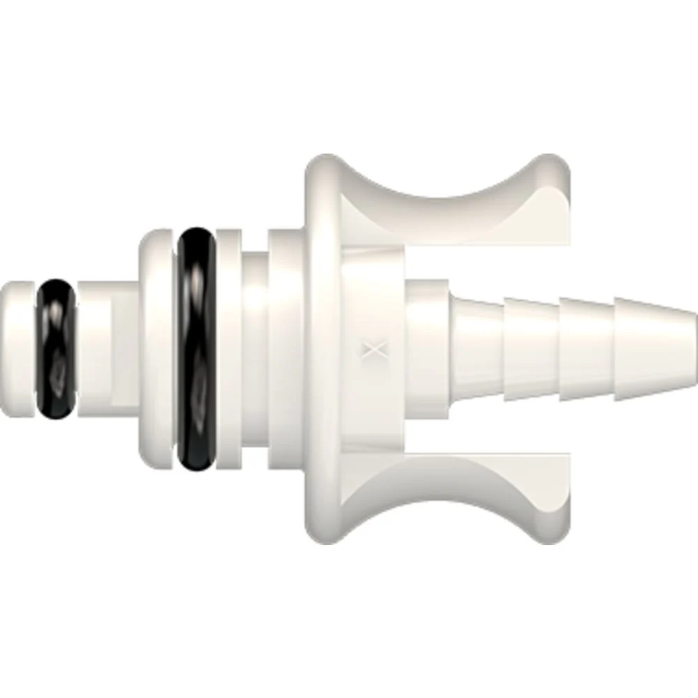 LinkTech 42AB Series Straight Male, Non-valved, 1/8" HB, ABS, Buna N — Bag of 100