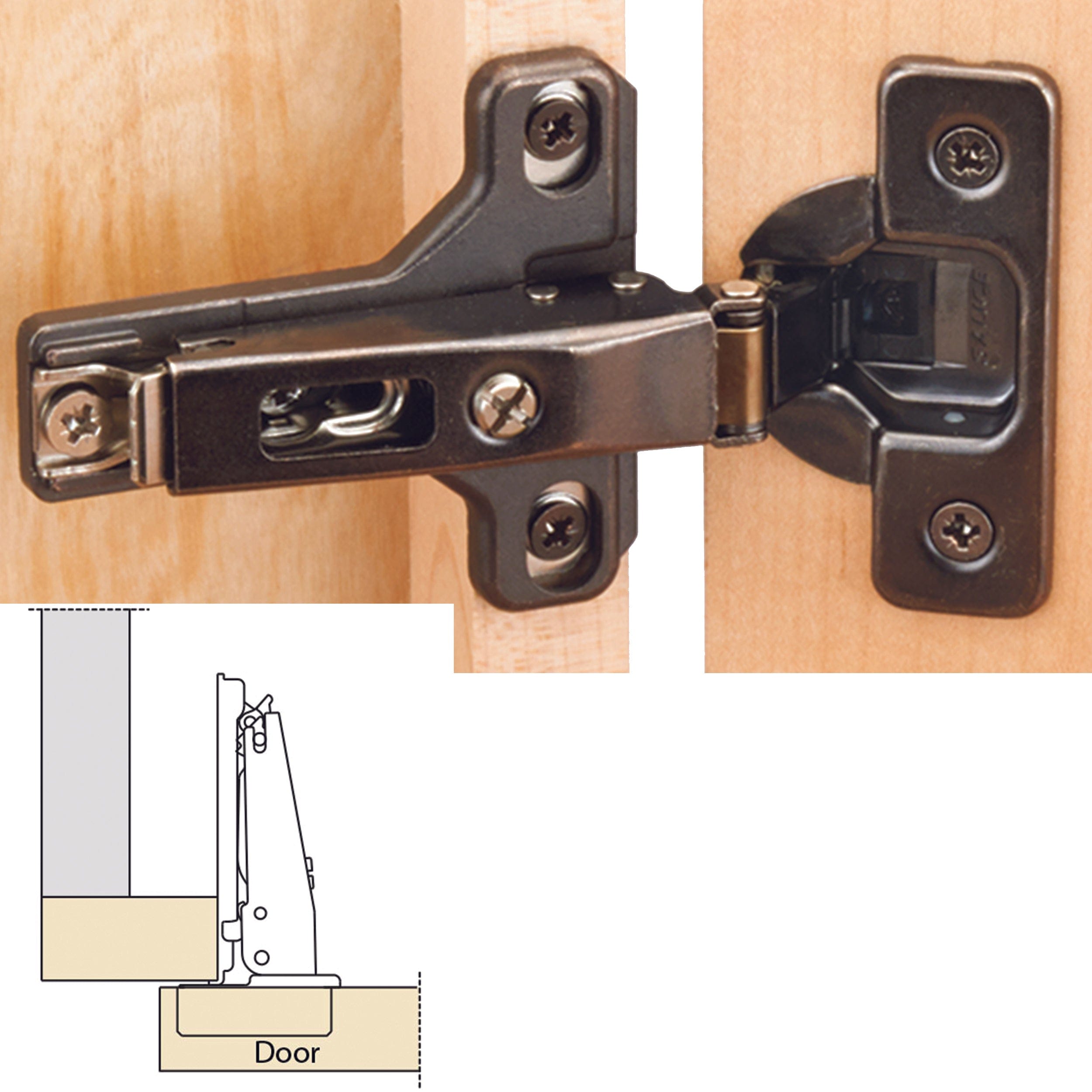 110° Self Close Hinge - Pair — 11/16" / Frameless / Titanium