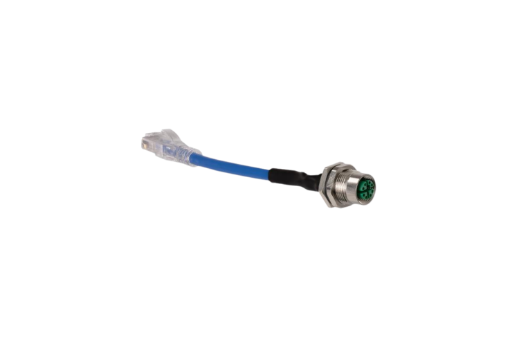 Cat6 Ethernet Cable, RJ45 to M12 8-Pin Female, IP68, 1ft