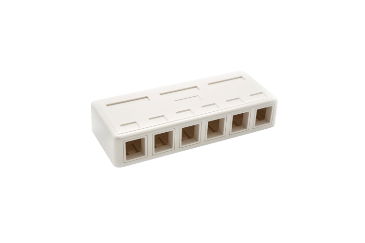 Keystone Surface Mount Box, 6 Port, White