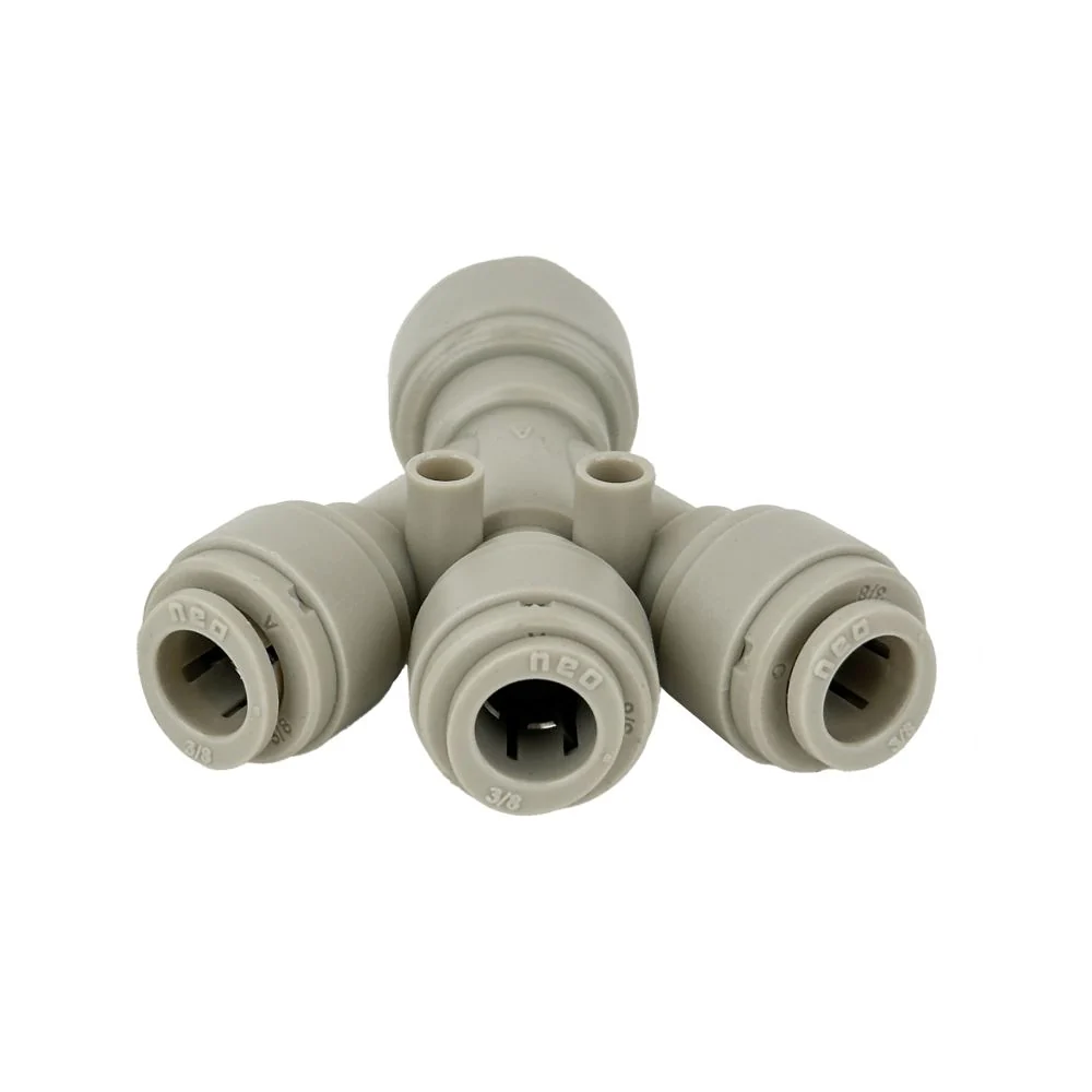 NeoFit Acetal Gray Three Way Divider 1/2" tube x 3/8" tube — Box of 60