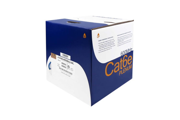 Cat6 Bulk Ethernet Cable, Unshielded, Solid, CMP, Pull Box, 1000 ft, 600 Mhz, Blue