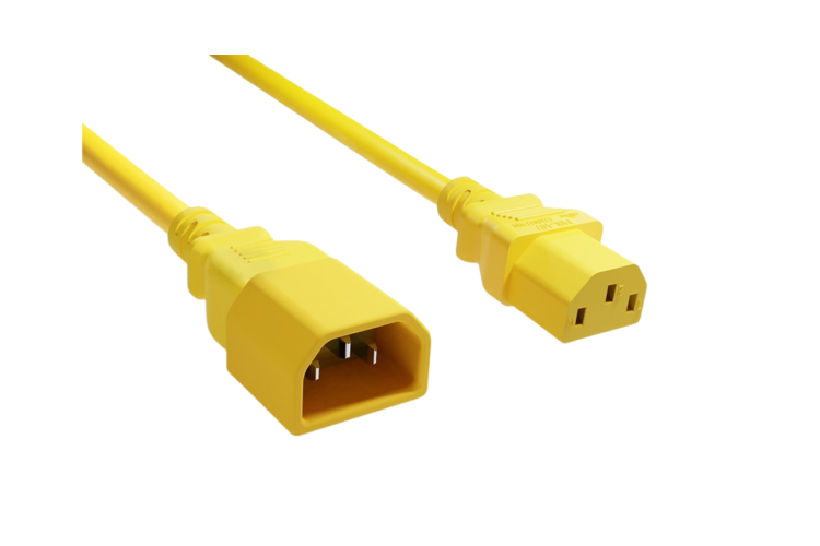 Power Cord, C13 toC14, 8 ft, 18AWG, Yellow