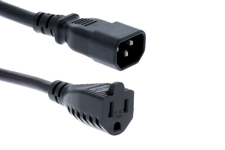 AC Power Cord, C14 to 5-15R, 16 AWG, 1ft