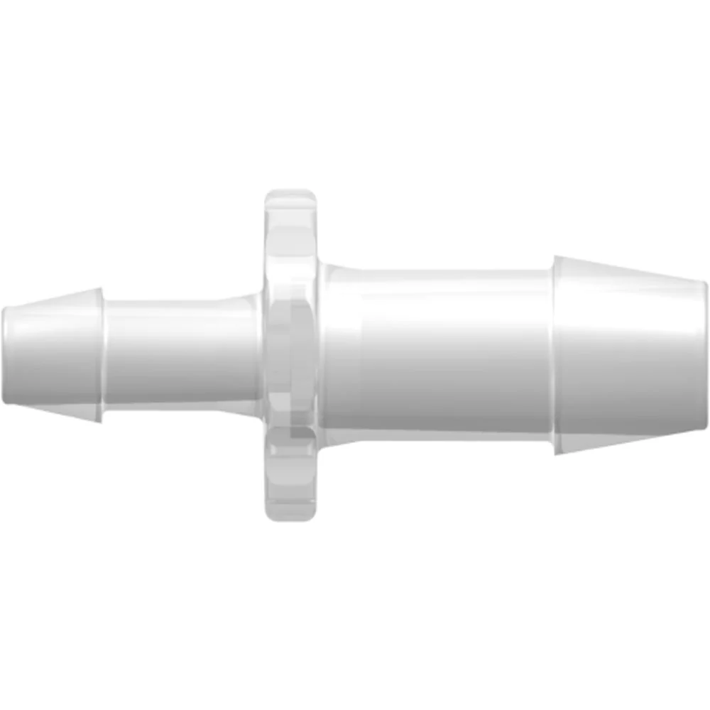 LinkTech Straight Through Reduction Tube Fitting with 600 Series Barbs, 3/8" (9.5 mm) and 1/4" (6.4 mm) ID — Box of 1000
