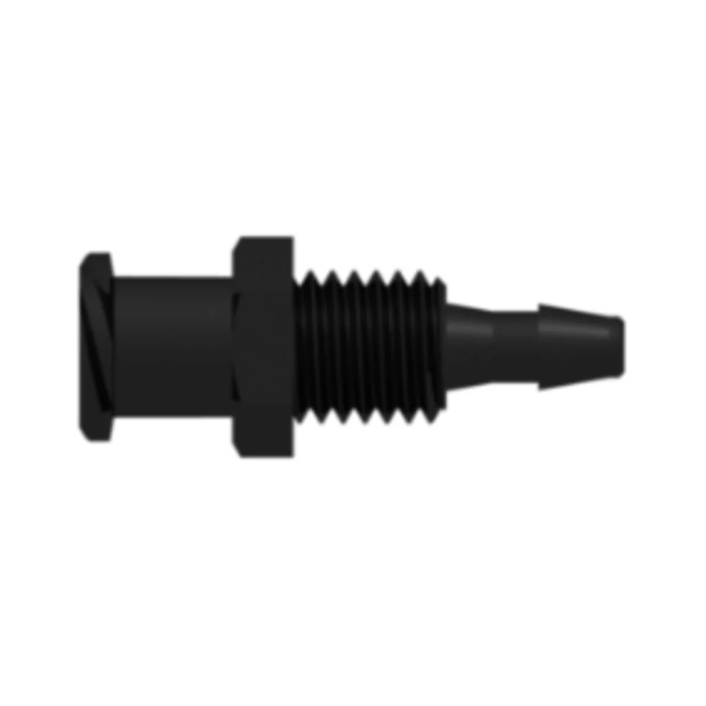 LinkTech Female Luer Thread Style Panel Mount 1/4-28 UNF to 200 Series Barb, 3/32" (2.4 mm) ID Tubing, Black — Single