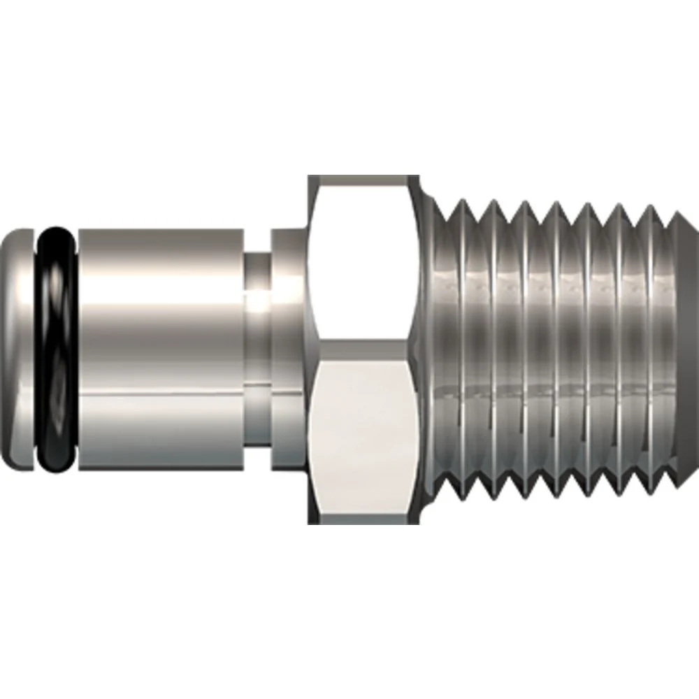 LinkTech 40CB Series Male Thread Male, Non-valved, 1/4" MNPT, Chrome Brass, Buna N — Bag of 100