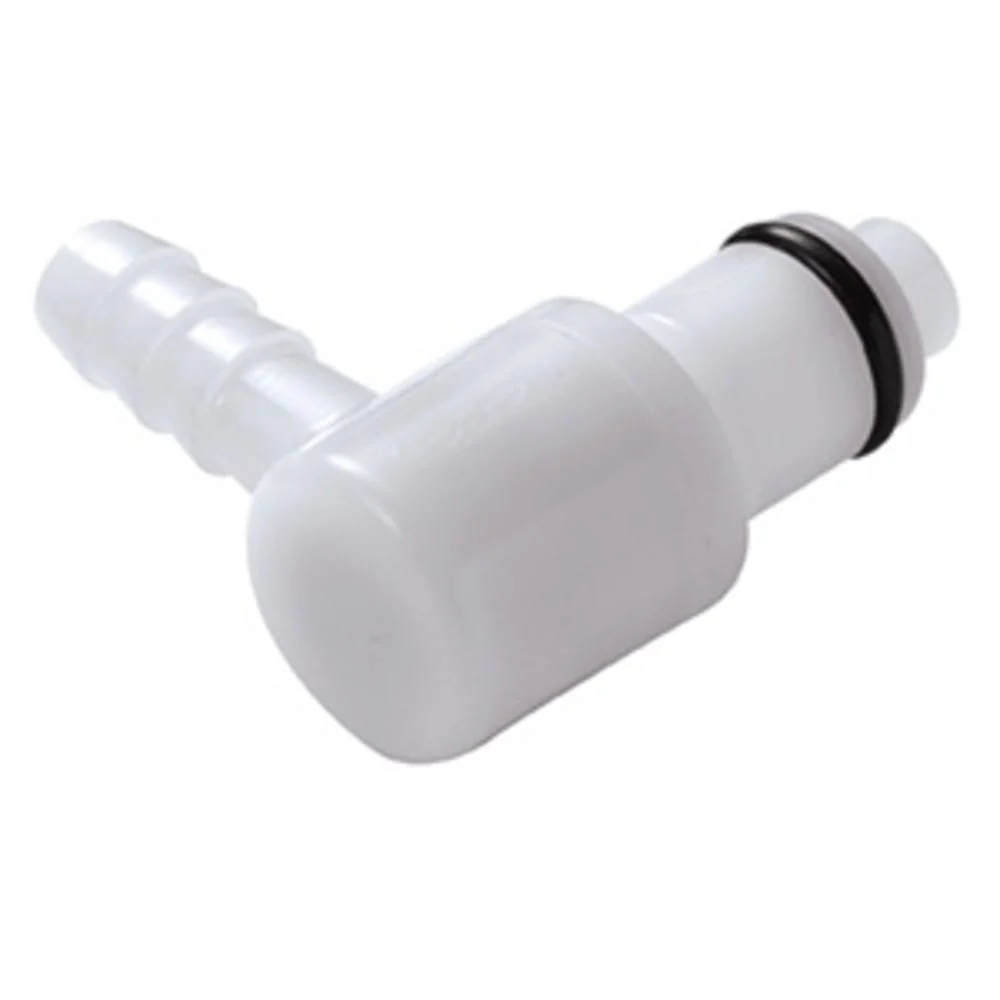 PLCD23006V Valved Elbow Hose Barb Coupling Insert 3/8 ID Barb FKM (Viton) O-rings — Pack of 250