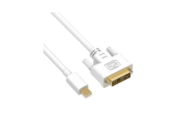 Mini DP Male to DVI Male Cable, White, 3Ft