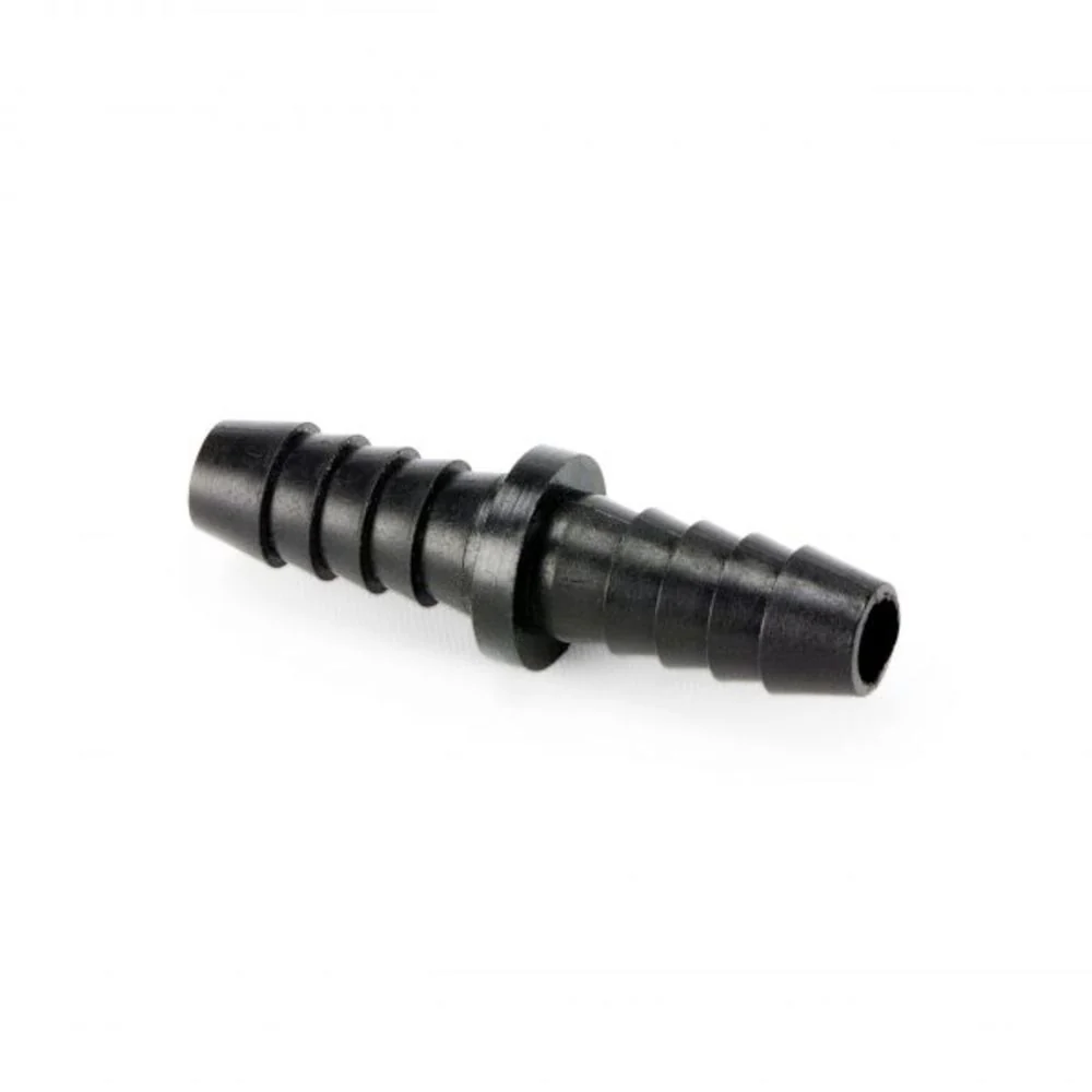Union Barb Connector with Stop ¼ Barb x ¼ Barb, Polypro Black — Pack of 100