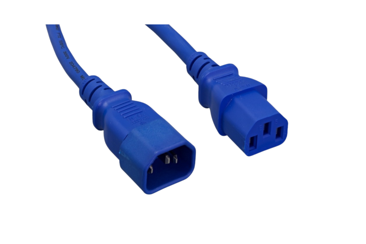 Power Cord, C13 toC14, 7 ft, 18AWG, Blue