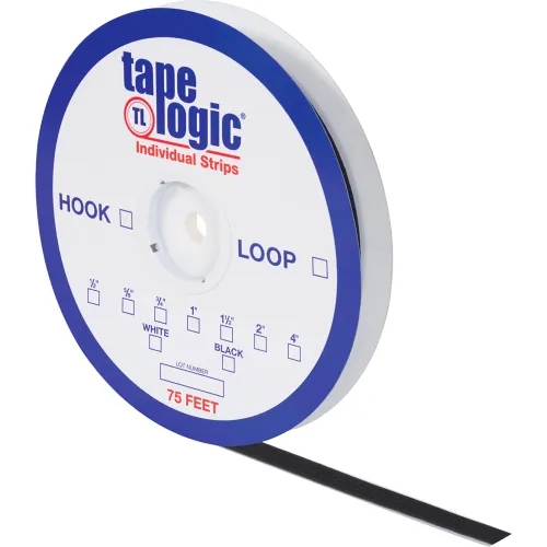 Tape Logic® Loop Tape Individual Strips with Adhesive, 75'L x 1-1/2"W, Black