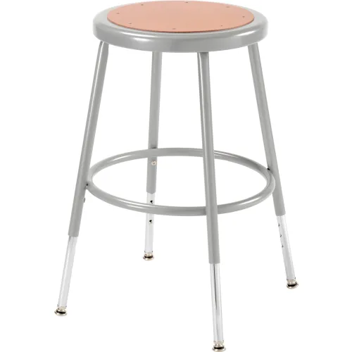 Interion® Steel Shop Stool with Hardboard Seat – Adjustable Height 19"-27" - Gray - Pack of 2