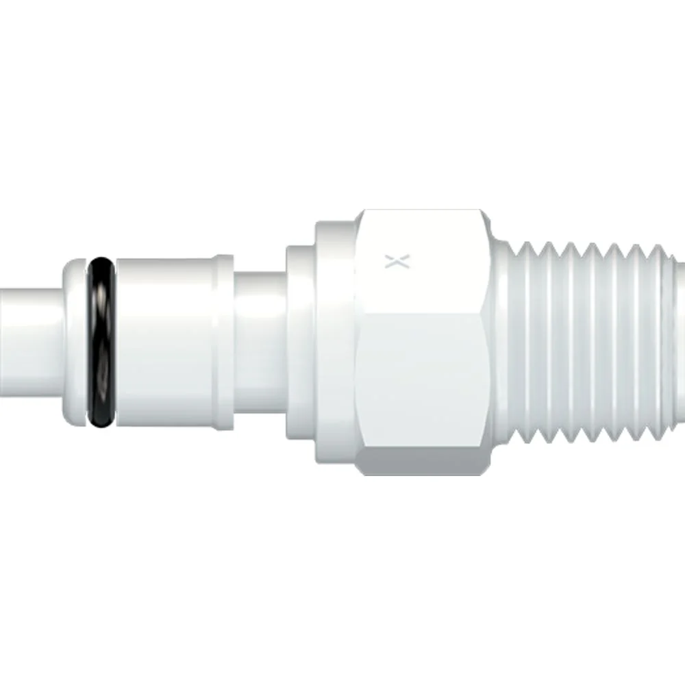 LinkTech 50AC Series Male Thread Male, Valved, 1/4" MNPT, Natural Acetal, Buna N — Single