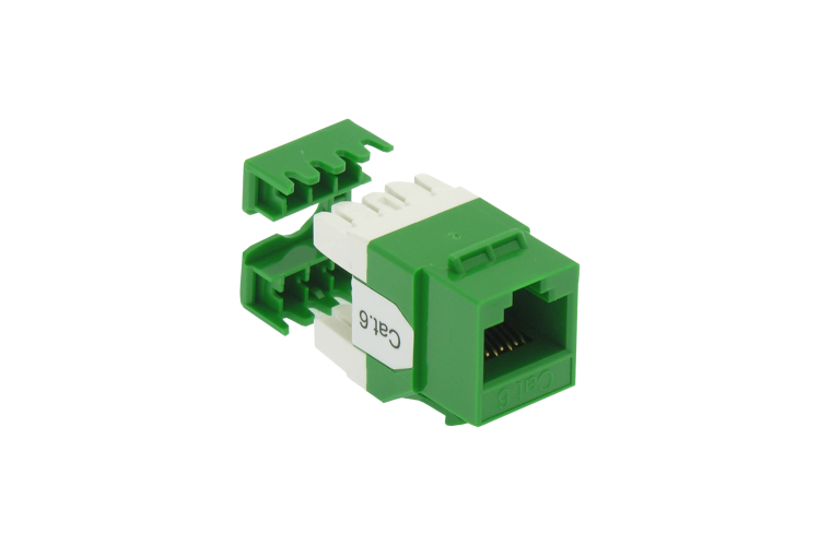Cat6 RJ45 110 Type 180° Keystone Jack, Green