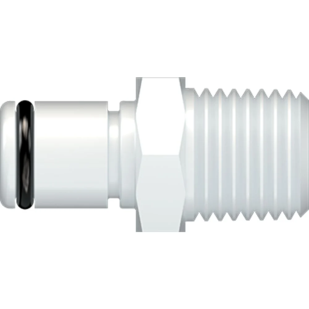 LinkTech 40AC Series Male Thread Male, Non-valved, 1/4" MNPT, Natural Acetal, Buna N — Single