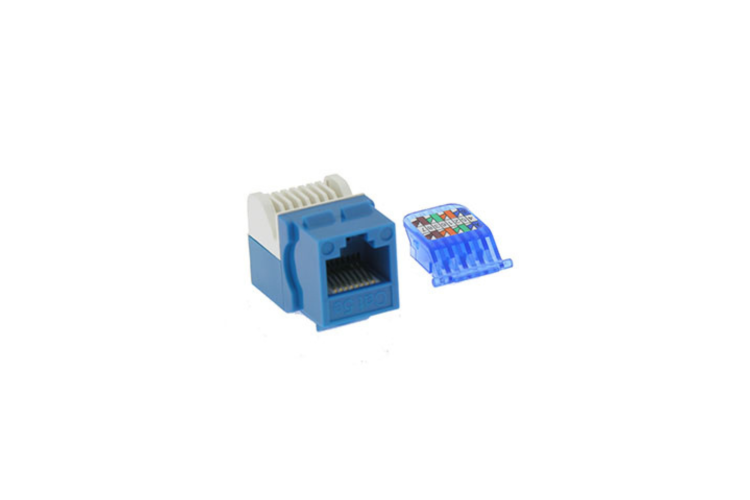 Cat5e Tool Less RJ45 Keystone Jack, Blue