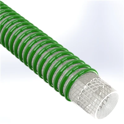 SPVC-TDG-3.0-100 by Texcel | SIGMA-TDG™ Series | Tank Drop Hose | 3" Hose ID | 65 PSI | 29 in/Hg Vacuum Rated | Clear w/ Green Spiral Yarn — 100' Length