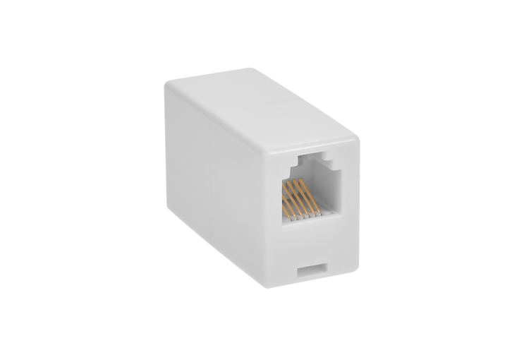 RJ12 Modular Inline Coupler Straight, White