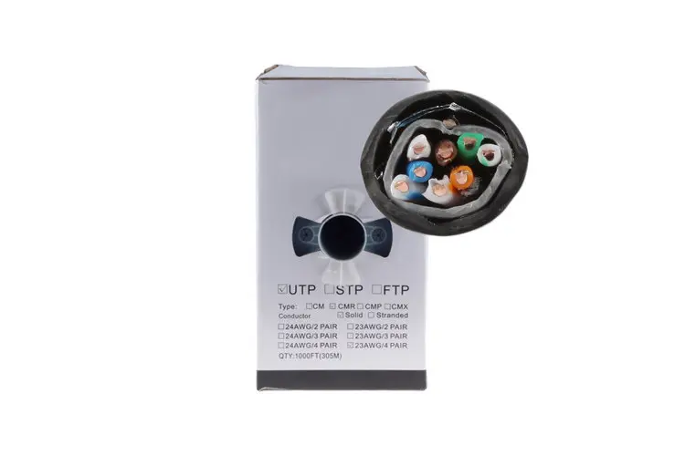 Cat5e Bulk Ethernet Cable, Shielded, Solid, CMX, Pull Box, 1000 ft, 350 Mhz, Black