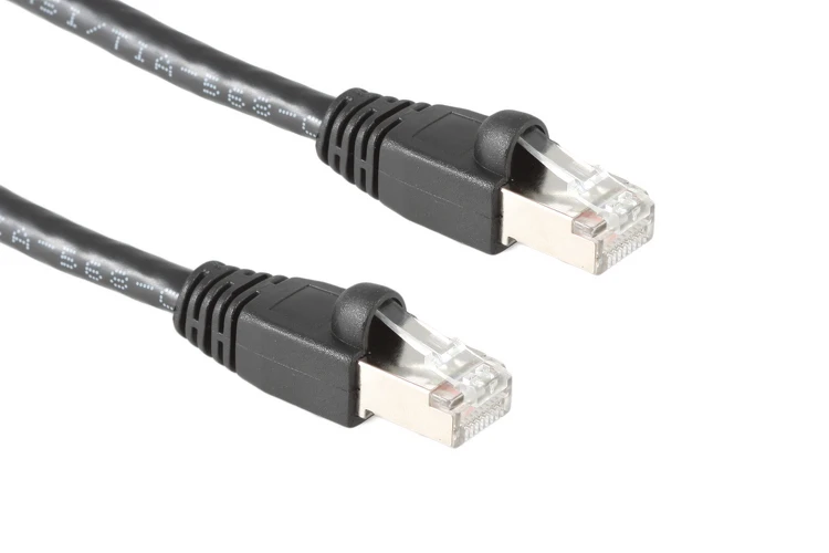 Cat6A Shielded Ethernet Patch Cable, Half-moon Boot, 50 ft, Black