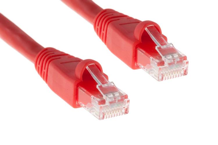 Cat6A Ethernet Patch Cable, Half-moon Boot, UTP, 3 ft, Red