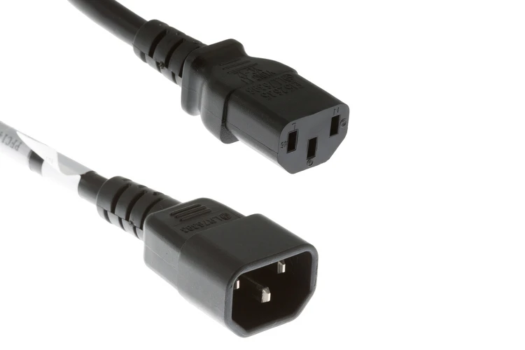 AC Power Cord, C13 to C14, 18 AWG, 4ft, Black