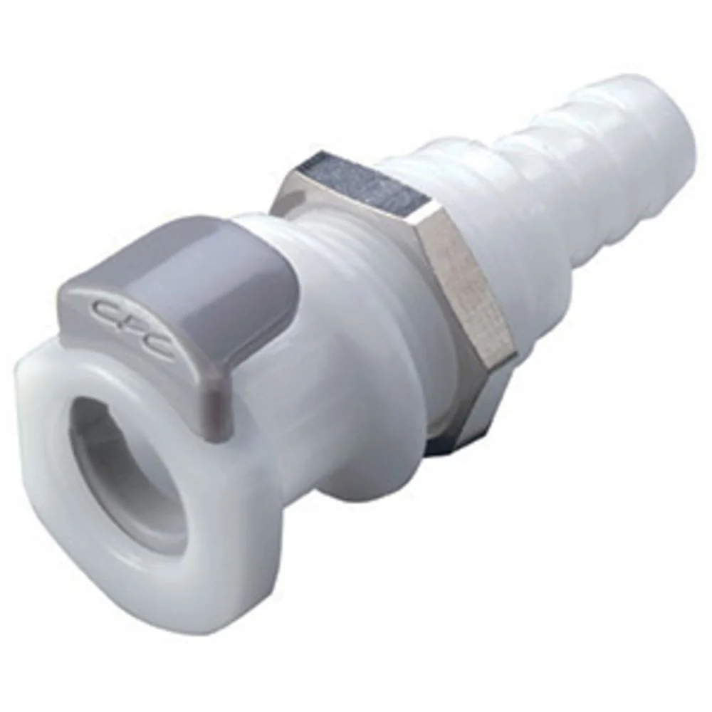 9208400 NSF Valved Panel Mount Hose Barb Coupling Body 3/8 ID Barb — Pack of 250